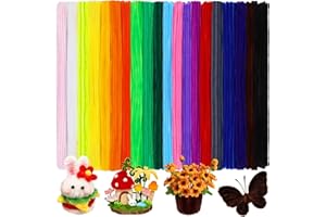 Mnuizu 200 Pcs Pipe Cleaners, Fuzzy Chenille Stems, Halloween Pipe Cleaners, Halloween Craft Supplies for DIY Arts Crafts Pro