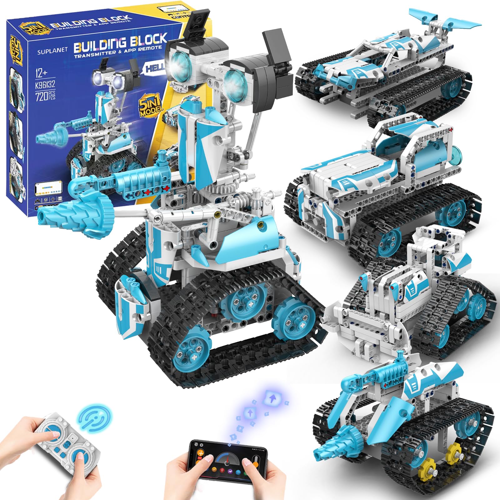 Photo 1 of Suplanet STEM Robot for Kids Ages 8-14, 5-in-1 Remote Control and APP Programmable Robot Toys - 720 Pcs DIY Building Science Educational Kit, Building Block Birthday Present for Teen Boys Girls