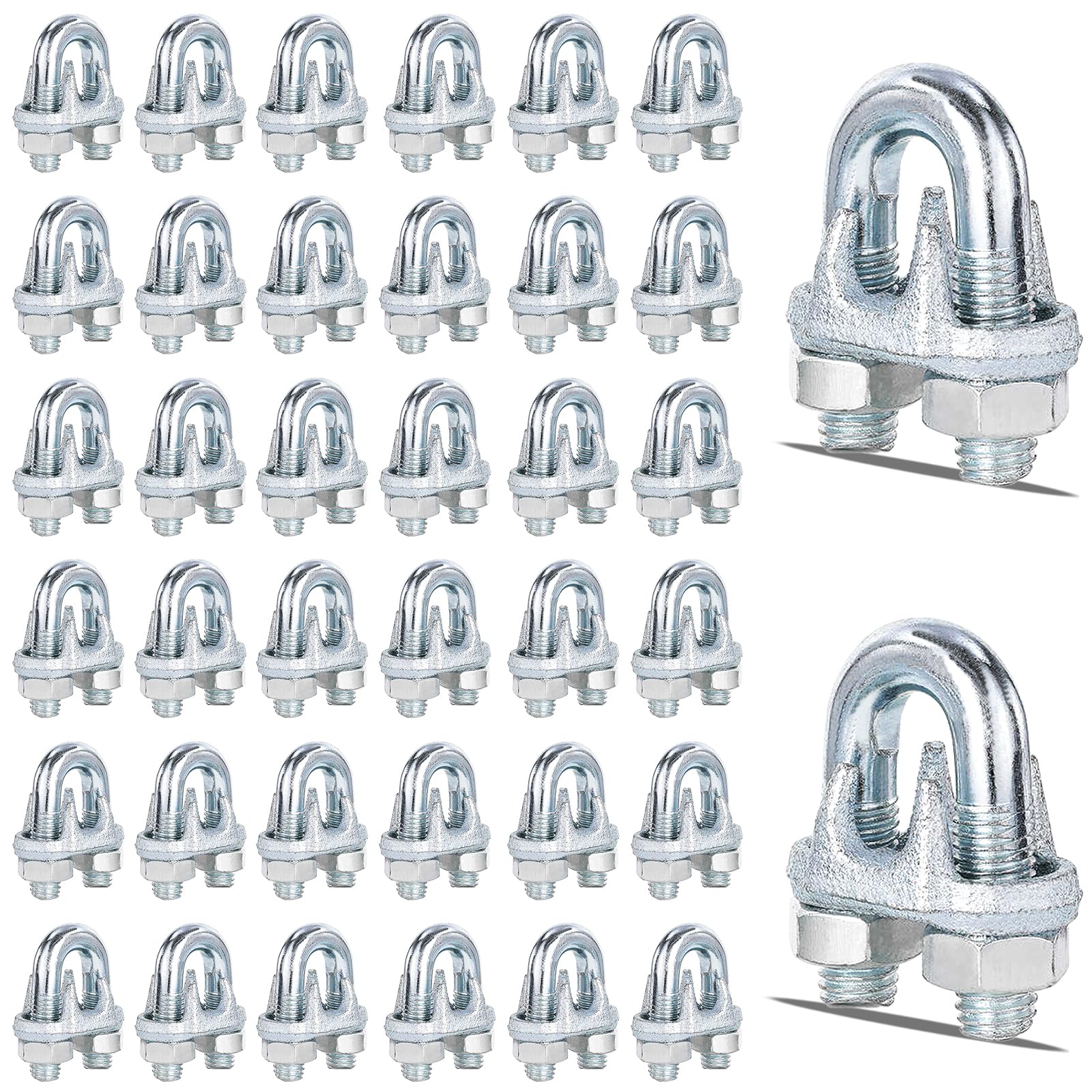 Photo 1 of 120PCS 5/16" M8 Zinc-Plated Wire Rope Clamps – Heavy Duty U-Bolt Cable Clips (Silver)