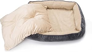 long rich Textiles 2-in-1 Rectangle Ultra-Soft Dog & Pet Bed, Large, Burn Out Gray, by Happycare Textiles