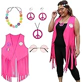 Plus Size Western 60s 70s Hippie Costume Outfit for Women 12W-26W