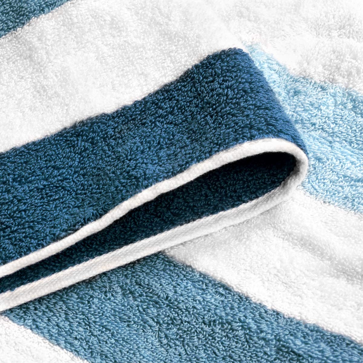 LYH Beach Towel Luxury 100% Cotton Pool Towel, Super Soft XXL Large Size 70x35in Classic Stripe, for Indoors Outdoors, Blue+White-02
