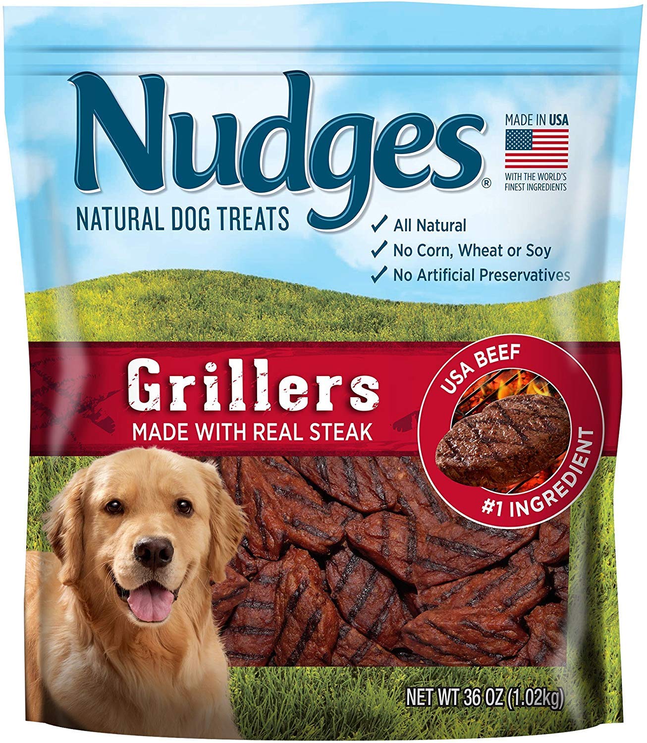 Nudges Tyson Pet Grillers Dog Treats Made with Steak. (18 Ounce, 3Pack