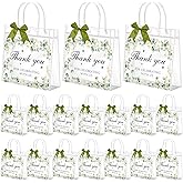 Vicenpal 24 Pcs Wedding Gift Bags with Handles Thank You for Celebrating with Us Reusable Party Favor Clear PVC Plastic Tote Bag for Wedding Bridal Shower Birthday Party Supplies, 7.9 x 7.9 x 3.1 Inch