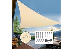 CNCZMH Triangle Sun Shade Sail Outdoor Patio, 13.6x13.6x13.6ft Waterproof Sun Shades Canopy, UV Resistant, Sunshades for Patio, Yard, Deck, Garden, Hardware Kits (Beige)