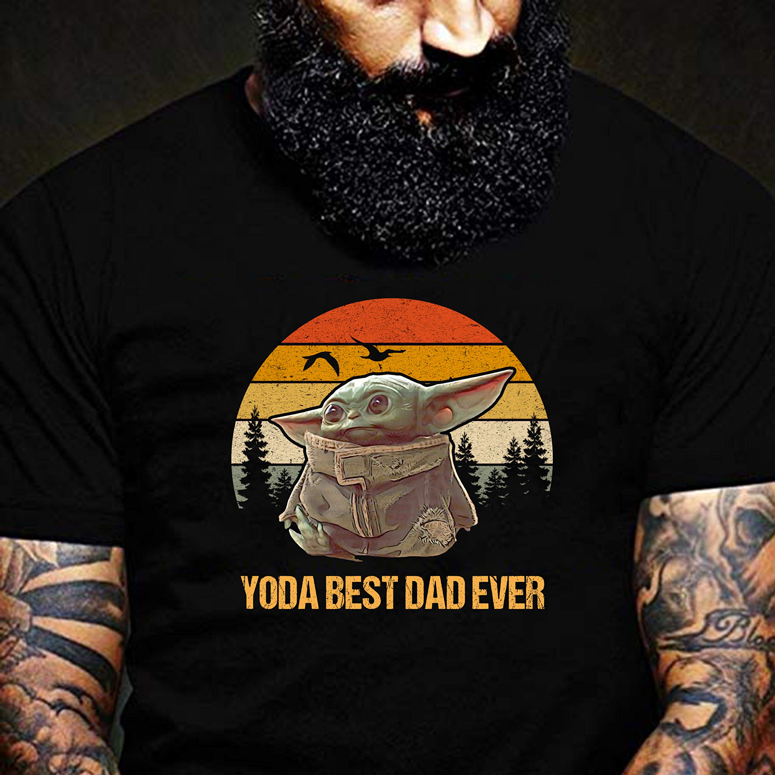 Retro Vintage Baby Yoda Best Dad Ever Gif For Happy Fatehr's Day, For Dad, Papa, Grandpa, 