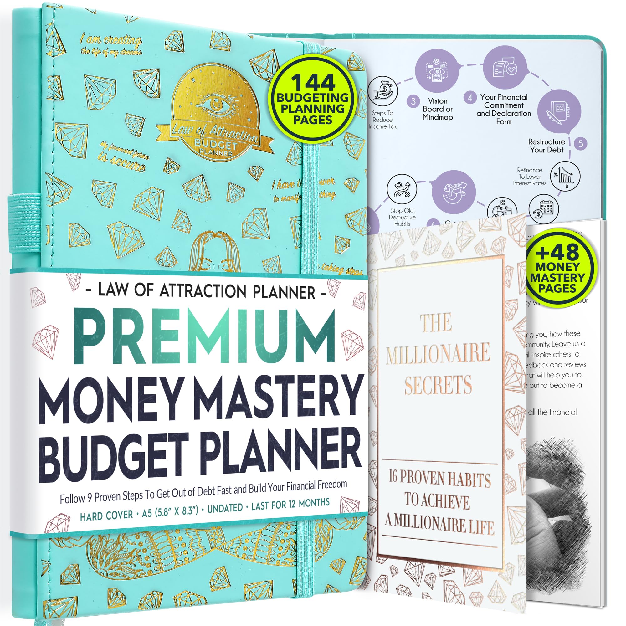 Budget Planner and Monthly Bill Organizer - Finance Planner, 12-Month Journey to Financial Freedom | Bill Payment Tracker Monthly Organizer, Money Saving & Expense Tracker | Undated Budgeting Journal