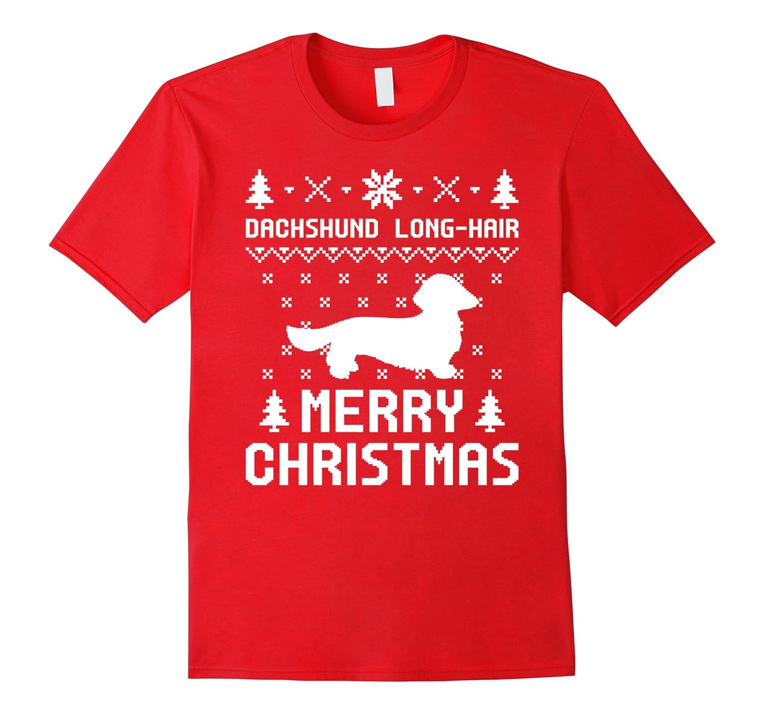 Dachshund Long-Hair Ugly Christmas Sweater T-shirt-ANZ