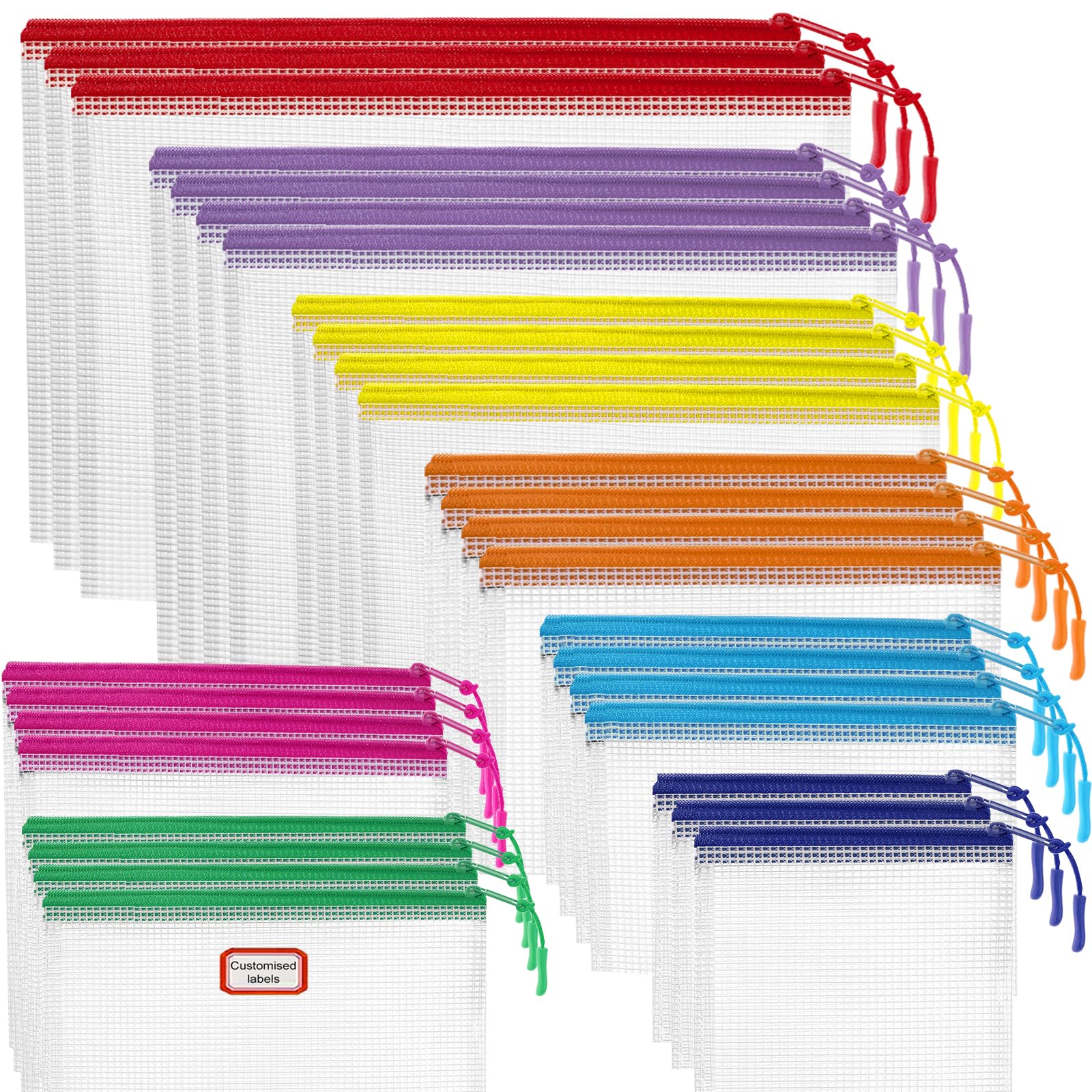 Photo 1 of 30pcs Mesh Zipper Pouch for Organization, Waterproof Zipper Pouches Colored PVC Travel Zipper Bags Clear Multipurpose Document Bags Suitable for Travel, School, Board Game and Office Supplies