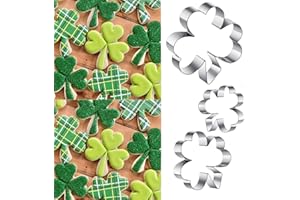 TUZICAKE 3Pcs Shamrock Cookie Cutter Set, 4.15" 3" 1.8" Clover Cookie Cutter Set, Patrick's Day Irish Holiday Party Supplies