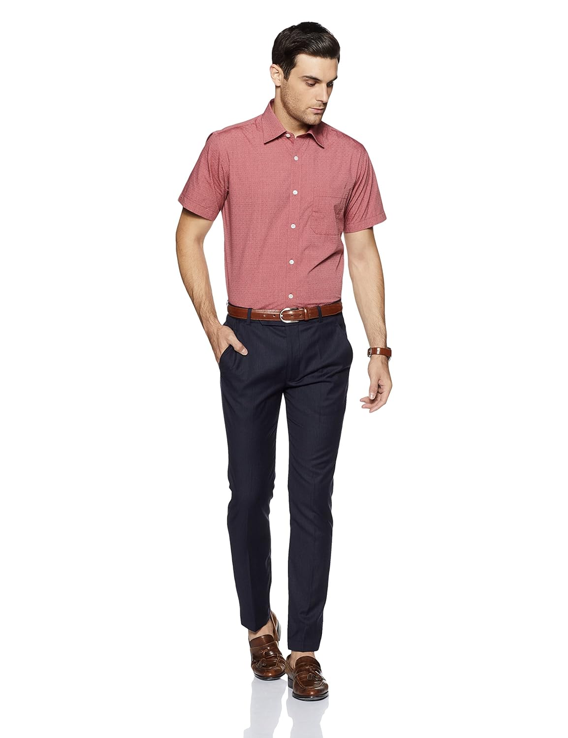 raymond men's solid regular fit cotton formal shirt