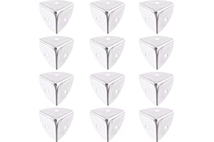 Inovat 12 Pcs Silver Color Metal Case Box Cabinet Corner Protectors Decorative Edge Cover Safety Guards, 1 x 1 x 1 Inch