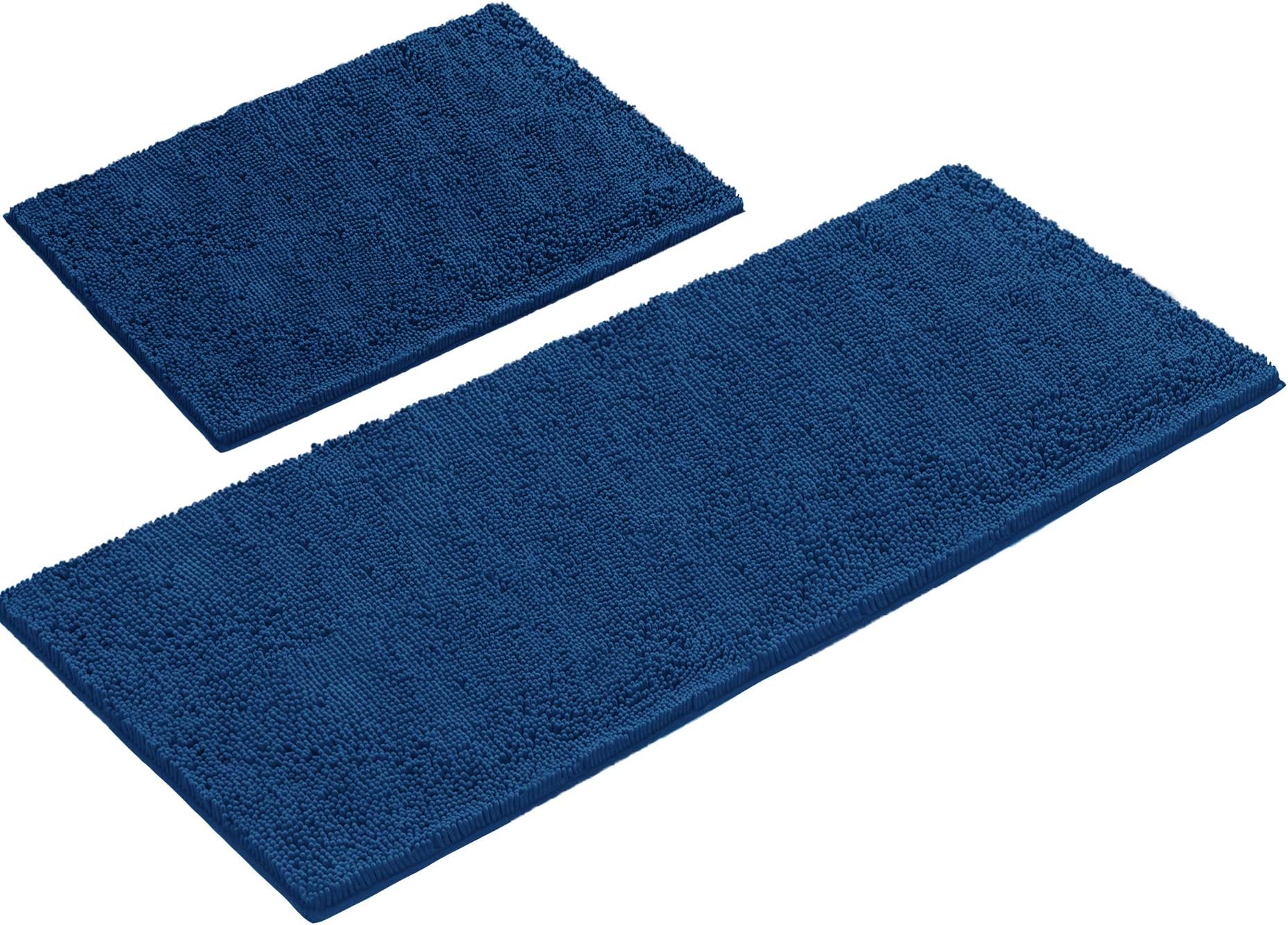 LuxUrux Bathroom Rugs 2 Piece SetโExtra-Soft Plush Bath mat Shower Bathroom Rugs,1'' Chenille Microfiber Material, Super Absorbent