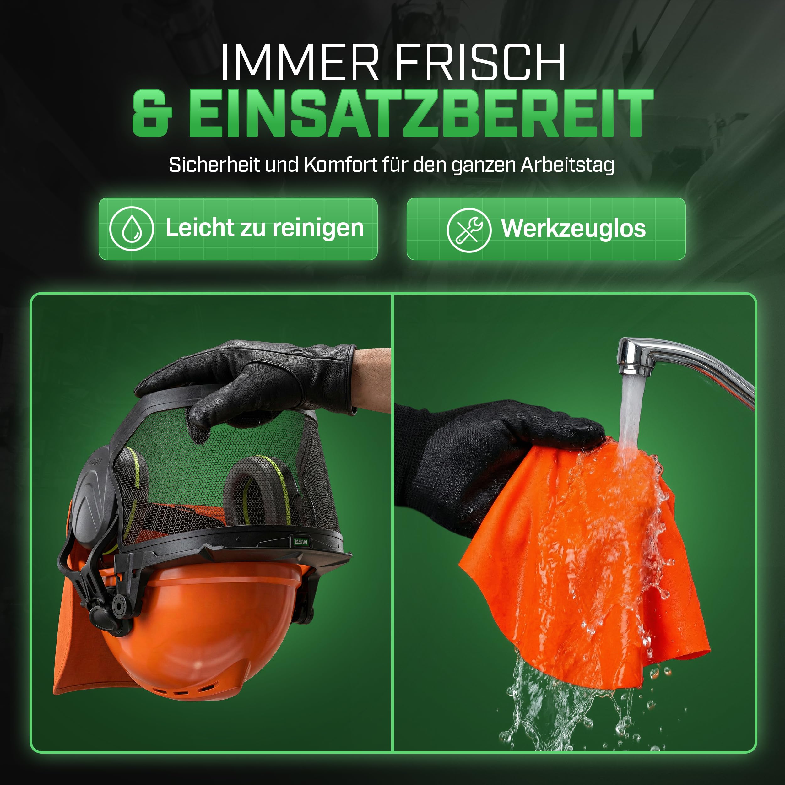 MSA V-Gard 500 Waldarbeiter-Set - Schutzhelm mit Belüftung, Visier, Gehörschutz & Nackenschutz - Helm für Wald & Forst-Arbeit 6