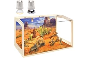 Prolee Reptile Terrarium, Lizard Tank Up to 68 Gallons, Bearded Dragon Tank with Roof Door, Snake Tank with Built-in Lamp Fix