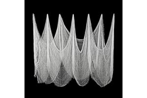 FestiCorp Halloween White Cheesecloth, 394x30 inch-Halloween Spooky Creepy Cloth Curtain Gauze Fabric, Spider Web Mesh White Cheese Cloth for Haunted House Decor, Indoor & Outdoor Decoration