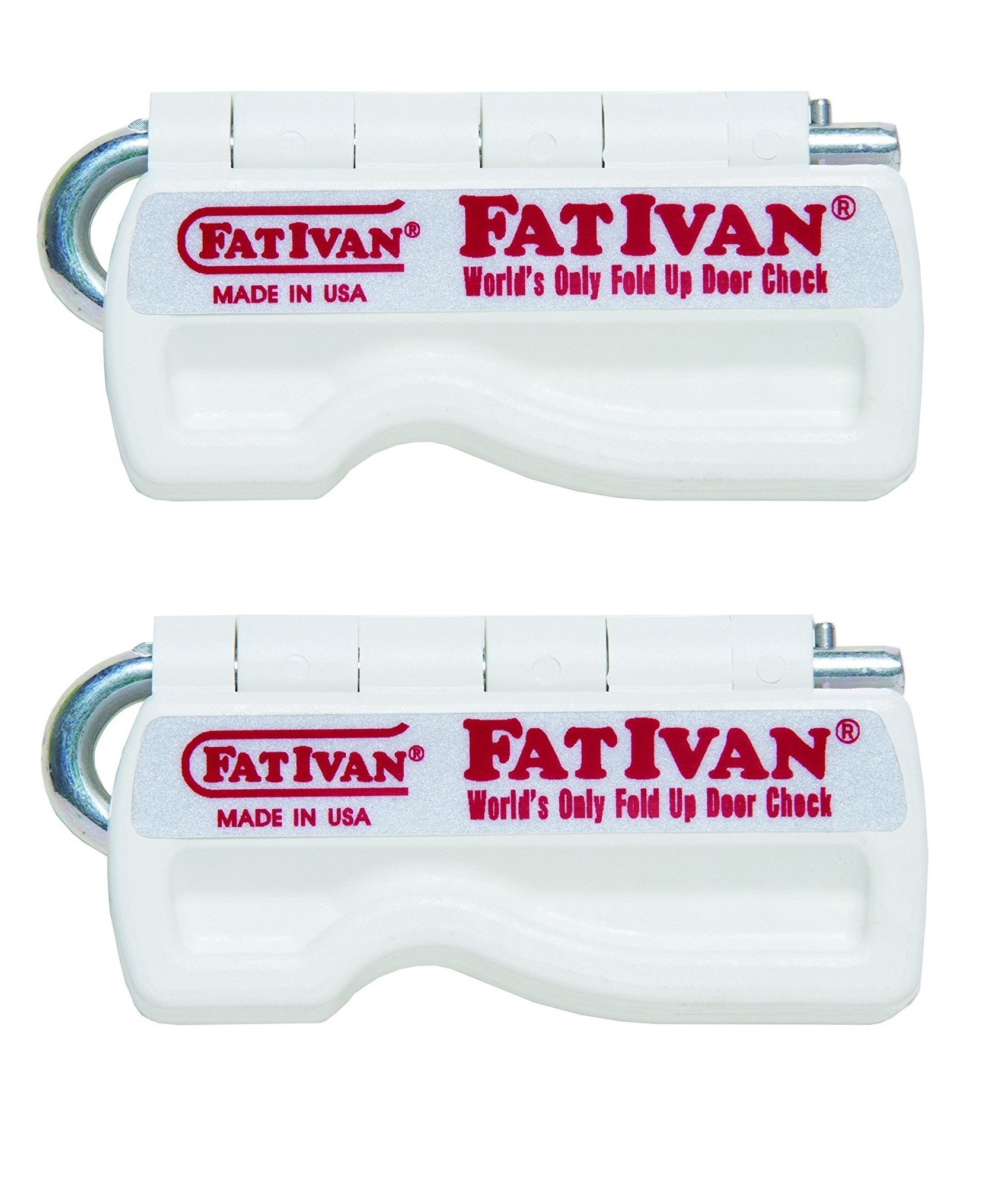 The Original Fat Ivan Fold Up Doorstop Wedge with Magnet - White (2 Pack)