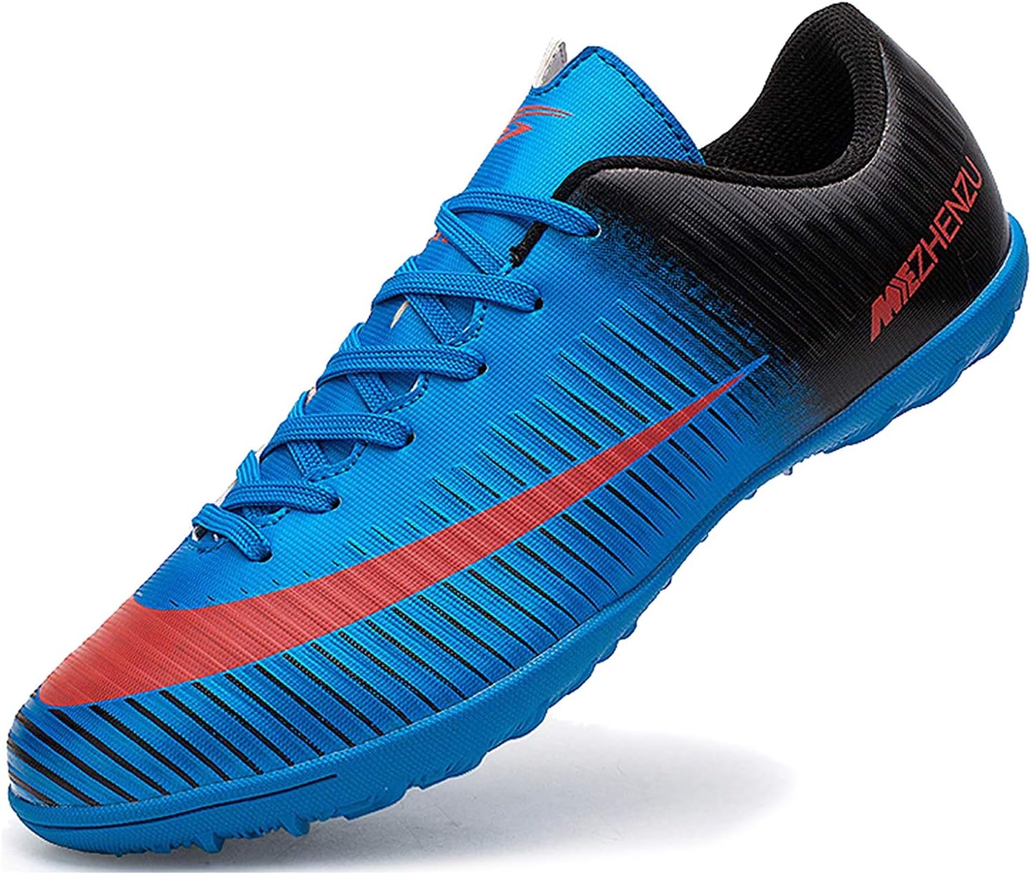 Ikeyo Breathable Football Shoes Men Indoor Outdoor Turf Trainers Teens Wear-Resistence Soccer Shoes Non-Slip Unisex - Blue - 6.5 UK