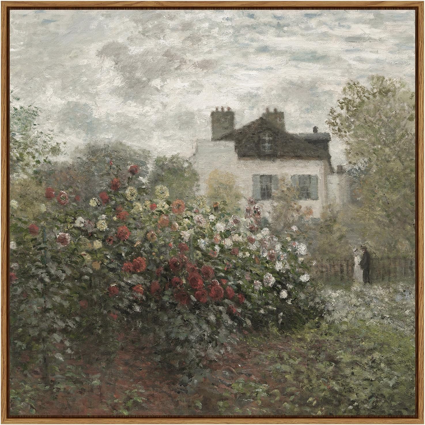 Wall Décor - InSimSea Vintage Framed Canvas Wall Decor, 16x16in Monet Flowers Garden Wall Art Prints, Classical Oil Paintings Room Decor, Desk Decor, Wall Art for Living Room Bedroom Kitchen Office