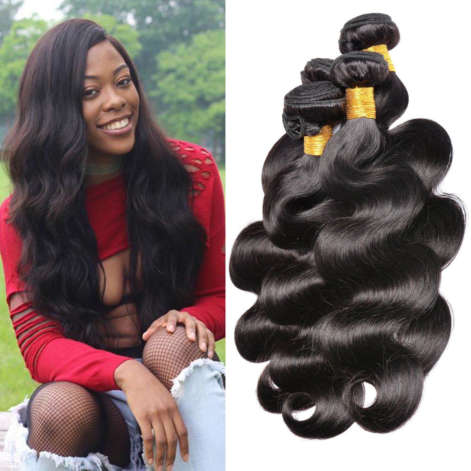 Iwish Hair 4 Bundles Brazilian Hair Body Wave Human Virgin Hair