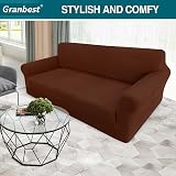Granbest High Stretch Sofa Cover 3 Seater Jacquard Spandex Non Slip Coffee view 2