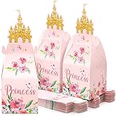 Frienda 50 Pcs Princess Castle Party Favor Candy Boxes Pink Princess Goodie Bags Castle Favor Gift Boxes for Wedding Birthday Party Supplies Gender Reveal Decorations