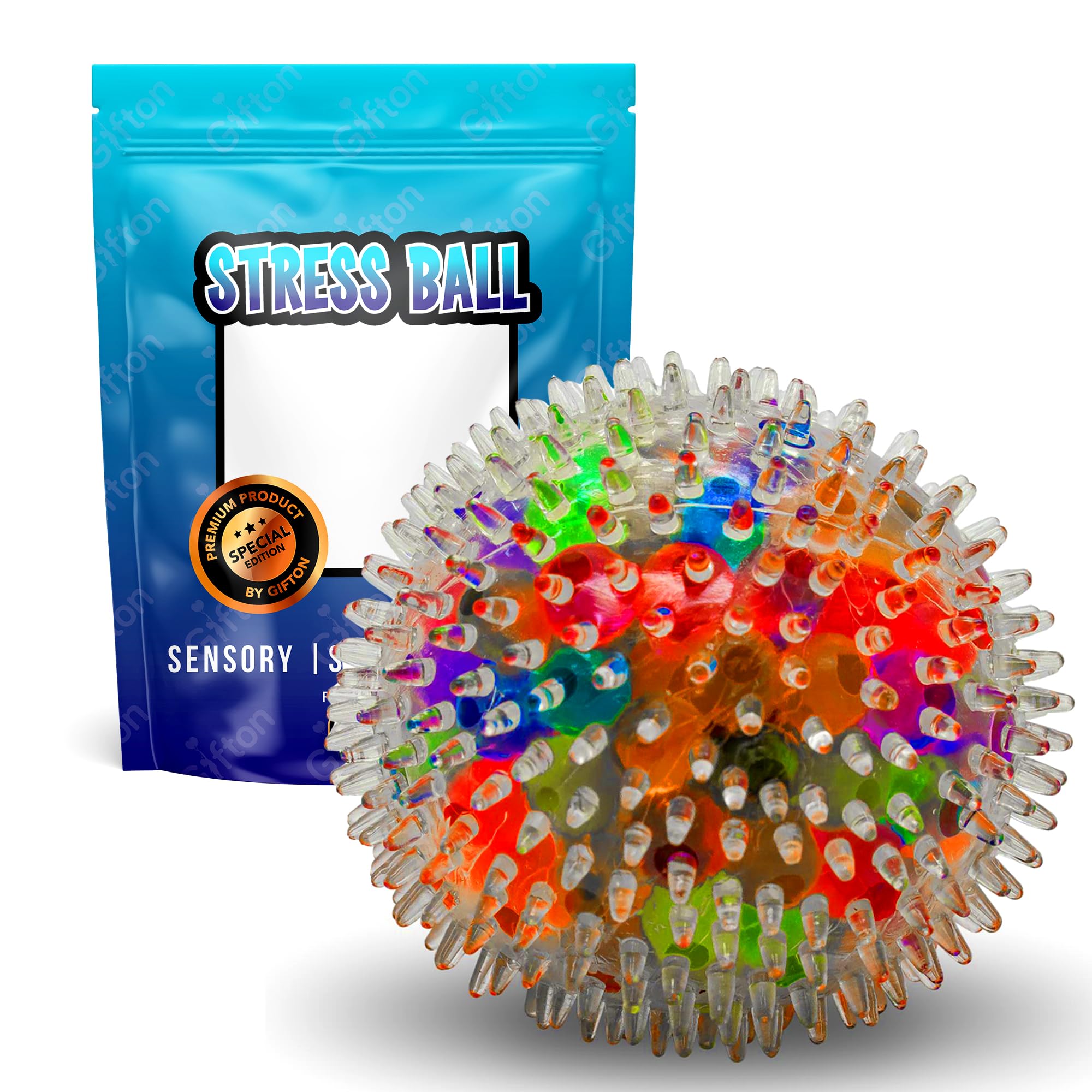 Gifton - Spiky Stress Relief Ball for Aduls - Novelty DNA Sensory Squeeze Soft Fingers Wrist Exercise Ball for Anxiety Autism Bad Habits