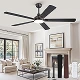 ZMISHIBO 60" Ceiling Fans with Lights, Black Modern