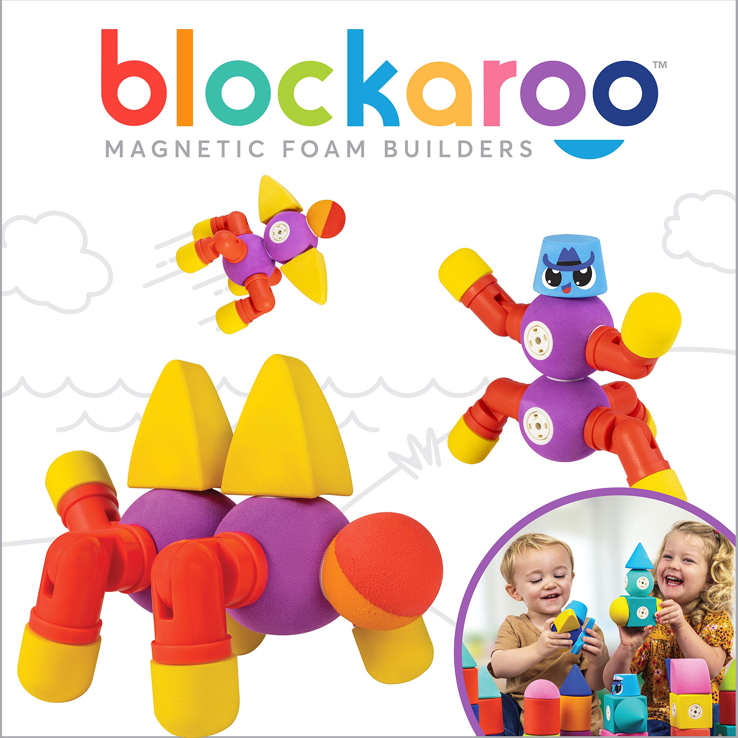BlockarooMagnetic Foam Building Blocks - STEM Construction Toy for Girls & Boys, Soft Foam Blocks Develop Early Learning Skills, The Ultimate Bath Toys for Toddlers & Kids - Critter Set