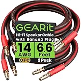 GearIT 14 AWG Speaker Cable with Banana Plugs 14Ga Banana Wire for Bi-Wire Bi-Amp HiFi Surround Sound