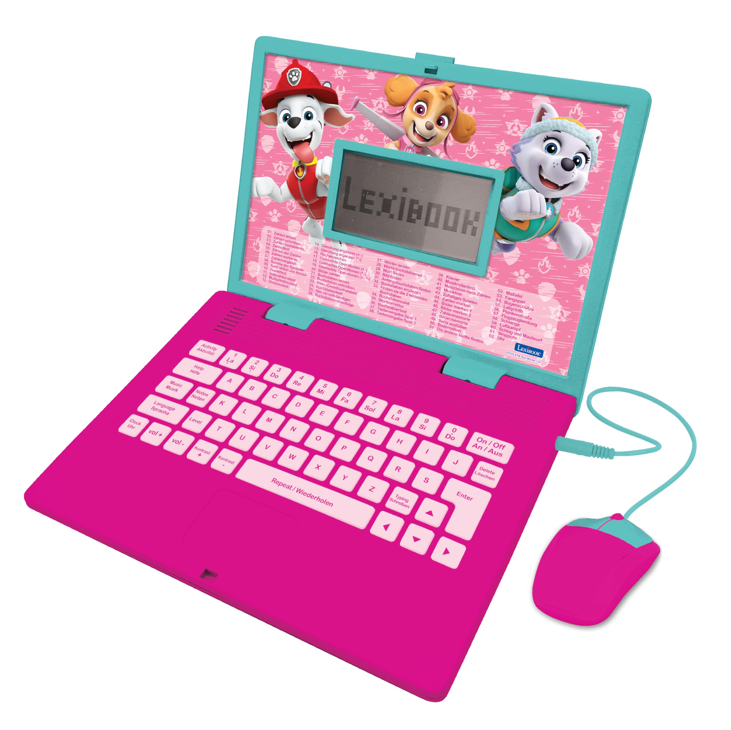 LEXIBOOK, Paw Patrol, Educational and Bilingual Laptop in English/German, Toy for children with 124 activities to learn, play games and music, Pink, JC598PAGi3 โ image 1