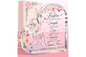 Petitian Bestie Gifts for Women, Secret Sister Gift Best Soul Sister Friend Gifts From Unbiological Sisters,Heart-Shaped Acrylic Birthday Gifts for Best Women Friends,Paperweight Keepsake Decor