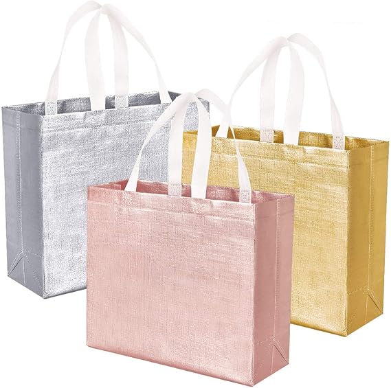 Download Amazon.com: Set of 12 Glossy Reusable Grocery Bags Shopping Tote Bags with Handle, Non-woven ...