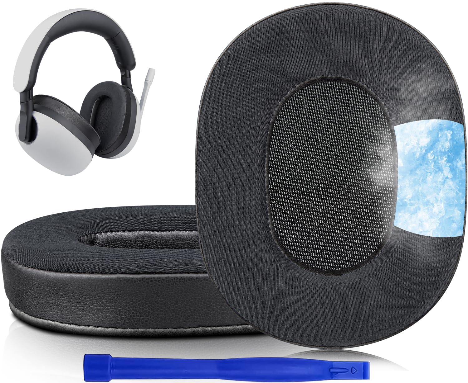 SOULWIT Replacement Earpads for Sony Inzone H7(WH-G700)/H9(WH-G900N) Wireless Gaming Headset, Ear Pads Cushions with Noise Isolation Foam, Ice Silk Fabric - Black