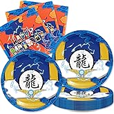 40pack Anime Dragon Theme Party Supplies Anime Ball Baby Shower Decorations include 20 Plates 20 Napkins Cartoon Ball Birthday Party Decorations