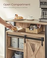 VASAGLE Sideboard Storage Cabinet with Sliding Barn Door Toasted Oak Black view 6