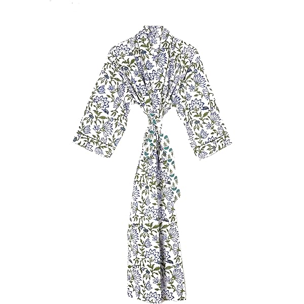 white christmas dresses Women's Brushed Cotton Dressing Gown – Westwood Blue Stripe Small