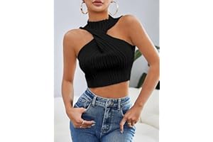 Women's Ribbed Twist Casual Crop Sweater Vest