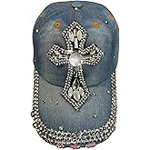 Popfizzy Bling Hat for Women, Fun Rhinestone Baseball Cap, Bedazzled Distressed Denim Hat, Birthday Gifts for Women and Girls