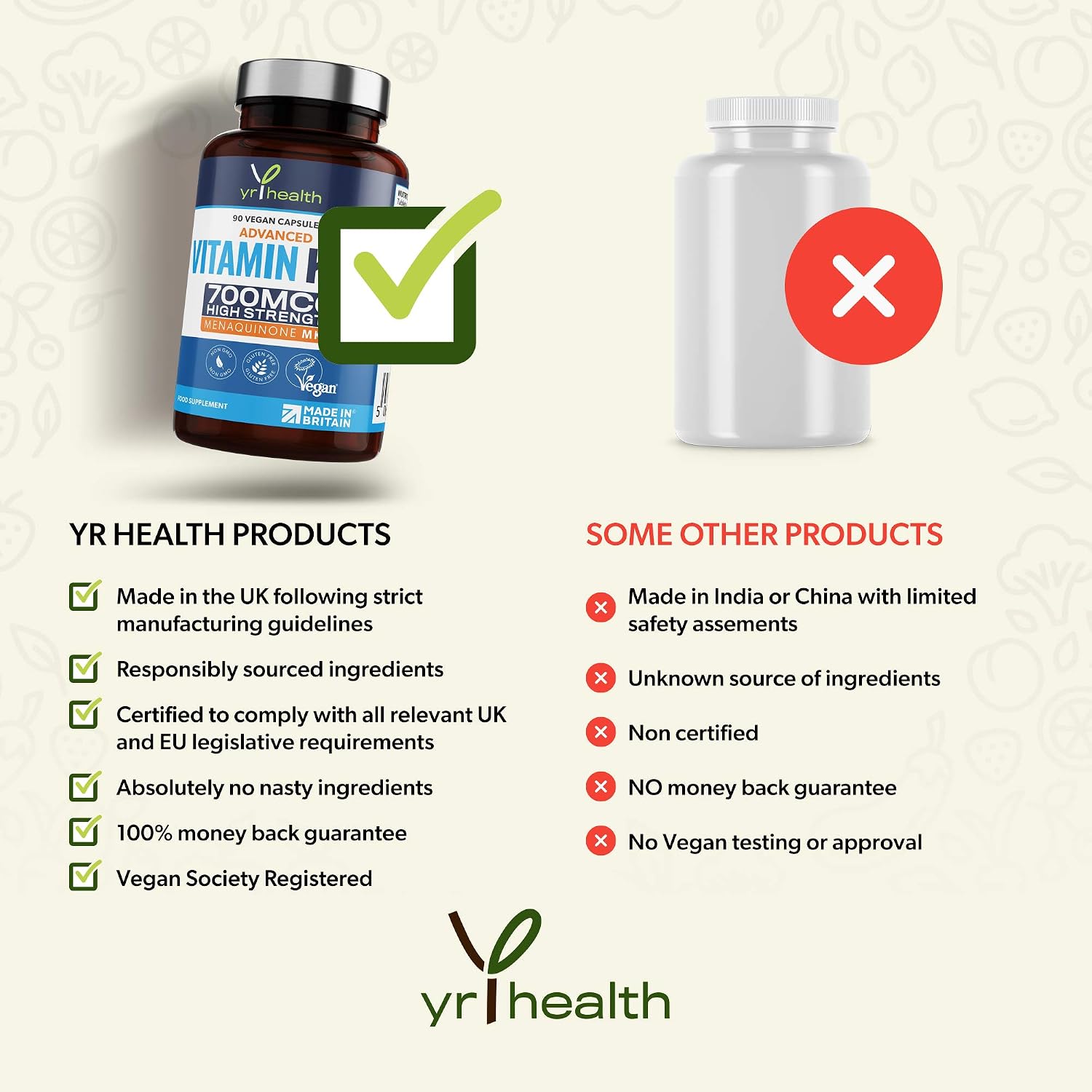 Vitamin K2 MK7 700mcg, High Strength Vitamin K2 Menaquinone, 90 Vegan Society Registered Capsules Not Tablets - Image 5