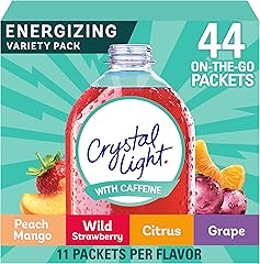 Crystal Light Energy Citrus, Grape, Peach Mango, & Wildy Strawberry Powdered Drink Mix Singles Variety Pack (44 ct. On-the-Go