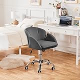Yaheetech Velvet Desk Chair with Armrests Dark Gray Modern Swivel Office Chair view 2