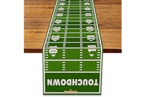 Rainlemon Linen American Football Table Runner Game Day Birthday Party Kitchen Dining Room Table Decoration (13" x 72")