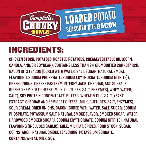 CAMPBELL’S CHUNKY SOUP, LOADED POTATO SEASONED WITH BACON, 15.25 OZ MICROWAVABLE BOWL