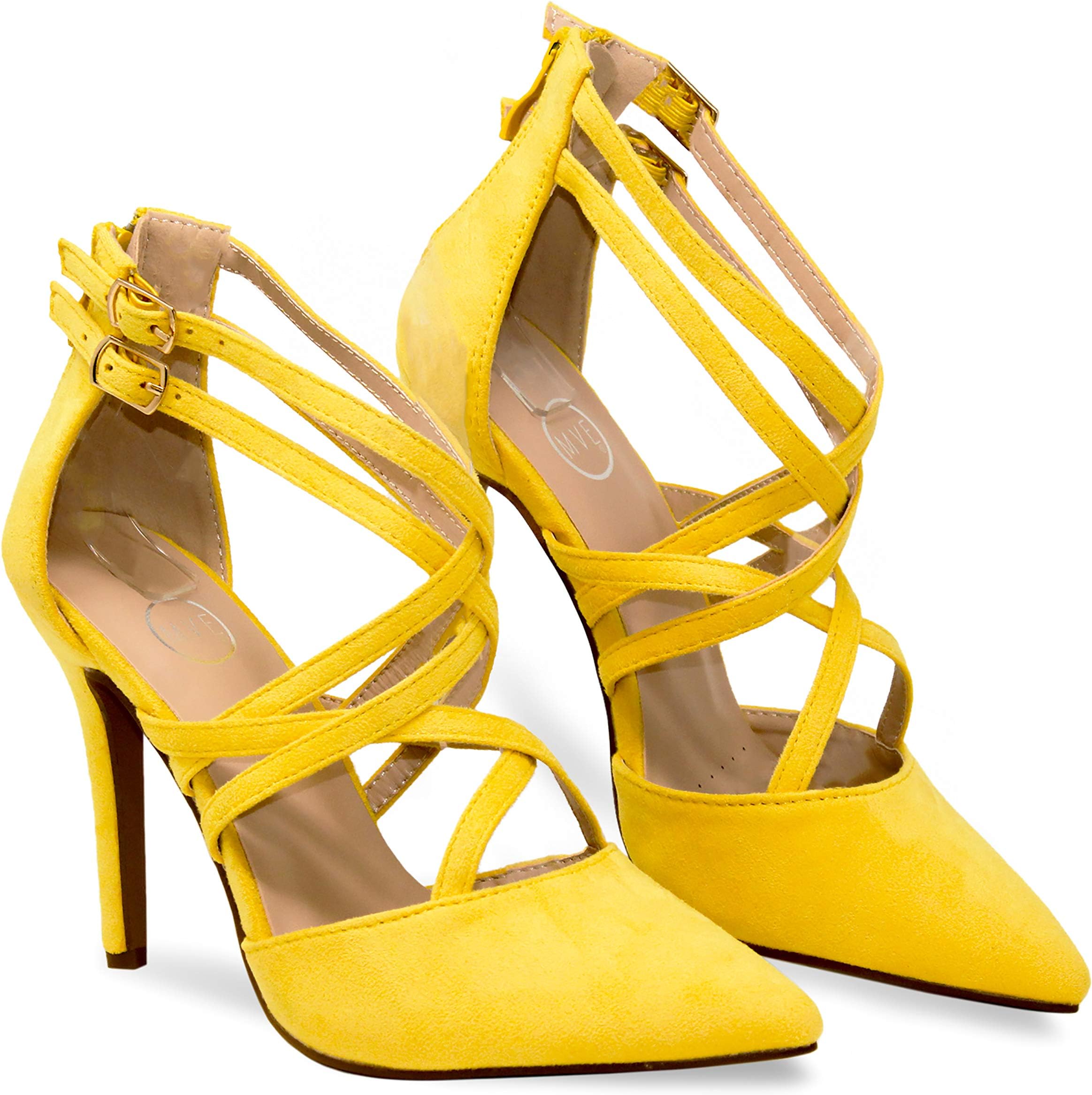 Women's Pointed Criss Cross Strappy Pumps - Fashion Party High Heel Pumps