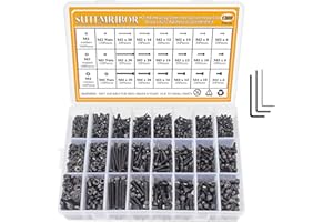 M2 M3 M4 Alloy Steel Screws Nuts and Washers 1200PCS, Sutemribor Hex Socket Head Cap Bolts Screws Nuts Washers Assortment Kit with Hex Wrenches