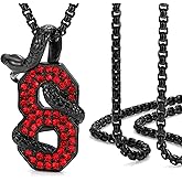 ROWIN&CO Iced Out 8 Baseball Jersey Number Necklace Stainless Steel 18k Gold/Black/Rainbow Hip hop CZ Pendant for Men Women Snake Mamba Chain Length 24"