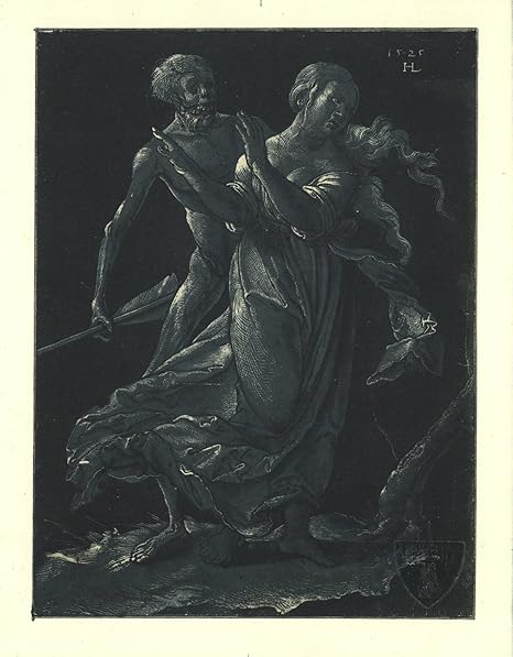 Hans Leu Death And The Maiden 9 X 7 Lithograph 1930 Renaissance Black White Black Amazon Co Uk Kitchen Home