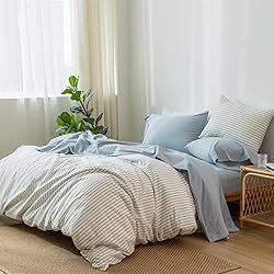 MooMee Bedding Sheet Set 100% Washed Cotton Linen