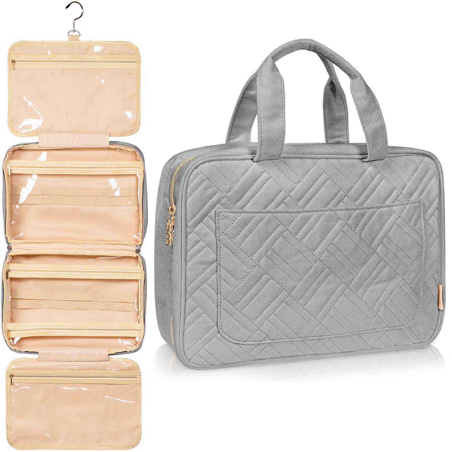 BOACAY Large Hanging Travel Toiletry Bag for Women & Girls, Makeup Bag, Shower & Wash Bag, Organiser Kit for Cosmetics, Essentials, Travel Accessories